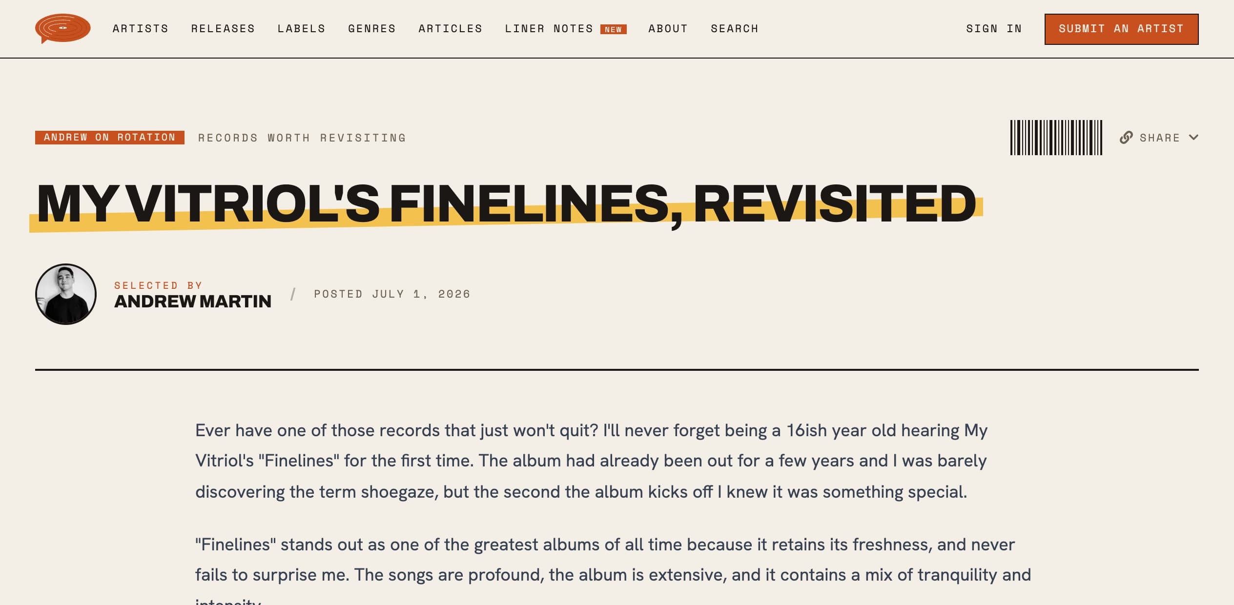 An Andrew On Rotation post titled My Vitriol's Finelines, Revisited, posted July 1, 2026